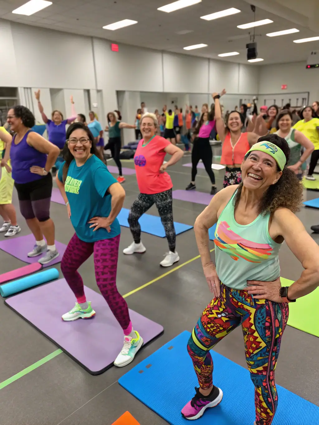 A group of participants engaged in a fitness class, highlighting the diverse range of recreational activities offered by Union Sportive du Mans.