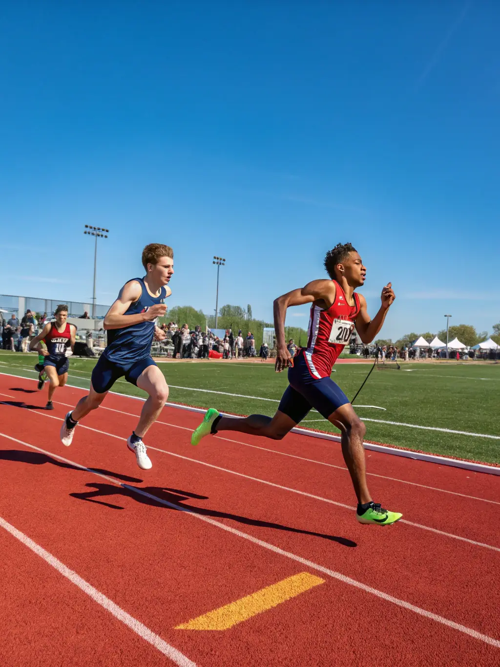 An inspiring image of athletes participating in a track and field event, demonstrating the commitment to fitness and athletic achievement promoted by Union Sportive du Mans.