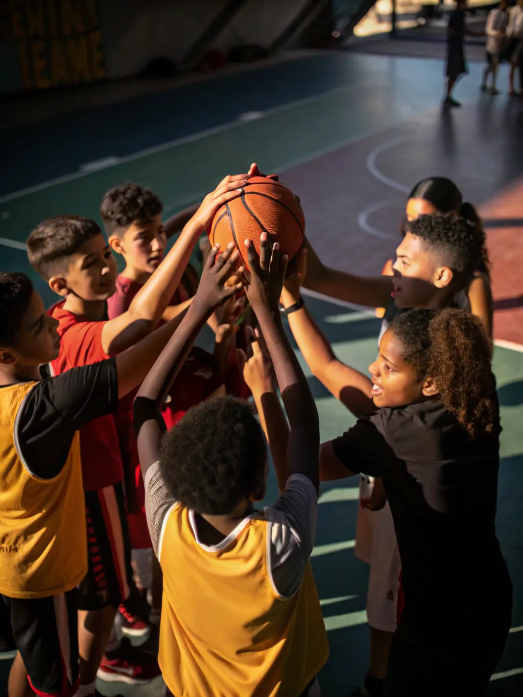 A dynamic shot of participants engaged in a basketball training session at USM, emphasizing agility and coordination.